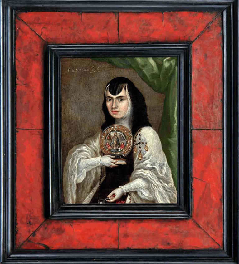 The first portrait of Sor Juana Inés de la Cruz by Anonymous, 1673. Source: Jaime Eguiguren Art & Antiques