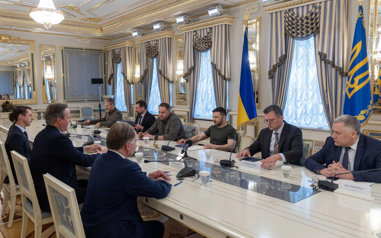 Lord Cameron, the foreign secretary, meeting Ukrainian president Volodymyr Zelensky in Kyiv - PA