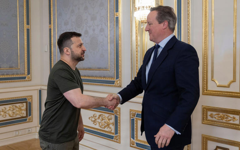 Foreign Secretary Lord Cameron meeting Ukrainian President Volodymyr Zelensky in Kyiv - PA