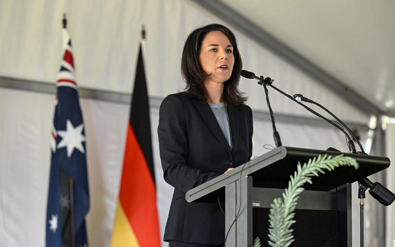 German Minister for Foreign Affairs Annalena Baerbock speaks during a ceremony - MICHAEL ERREY/REUTERS