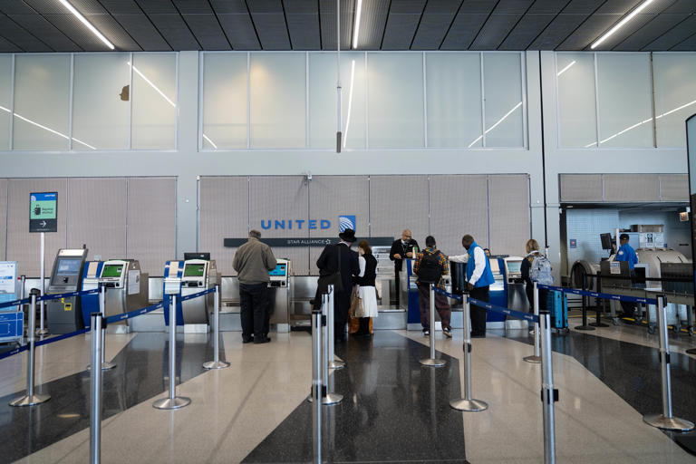 United counter in Terminal 2 at O'Hare International Airport, which is slated to be torn down and rebuilt as the Global Terminal on April 9, 2024.