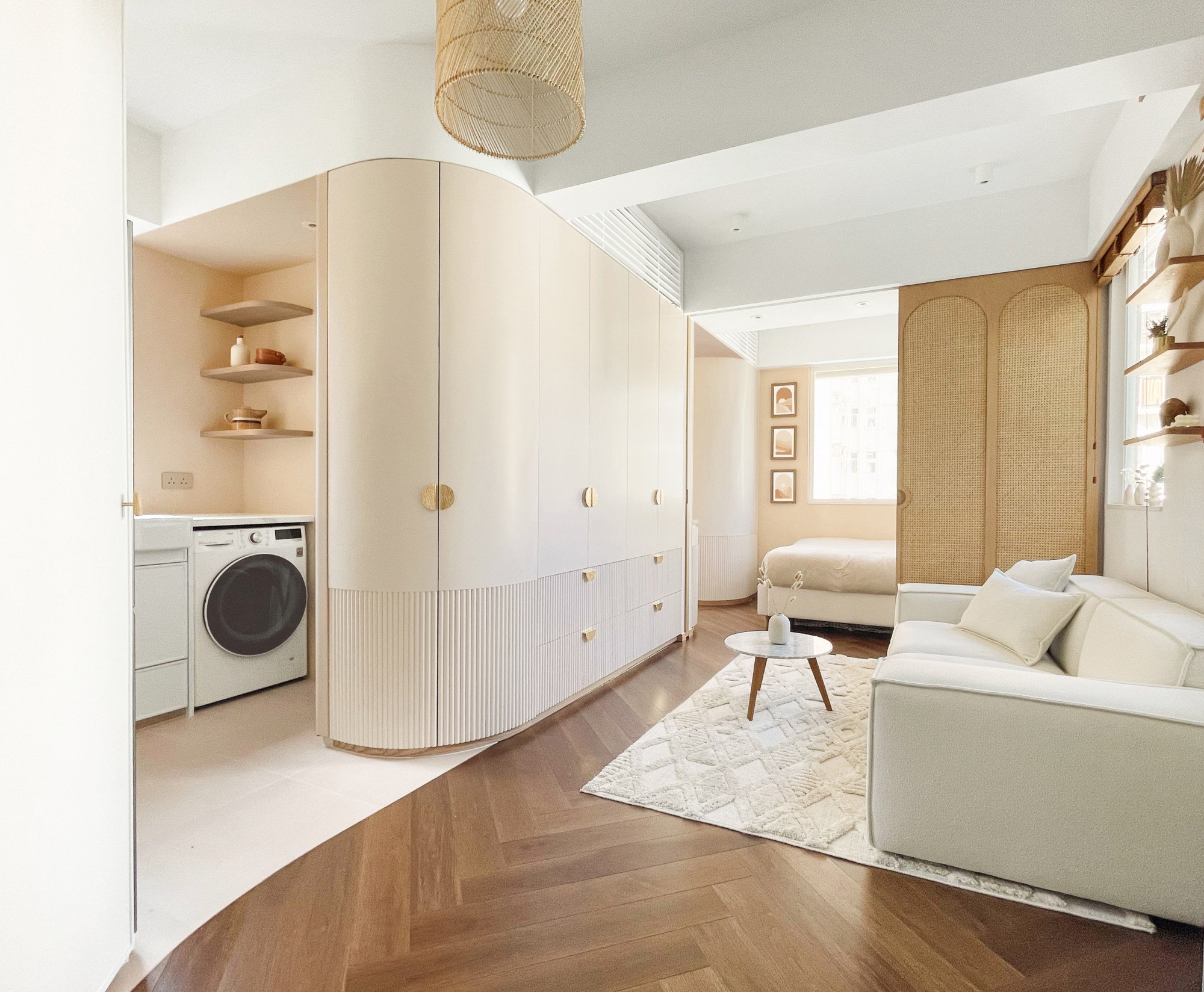 a pinterest-driven hong kong micro-apartment with full-sized tub, roomy shower, built-in oven? design duo make it a reality