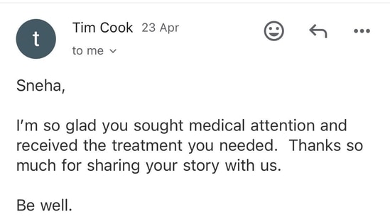 delhi-based researcher emails tim cook, credits apple watch for saving her life. ceo responds