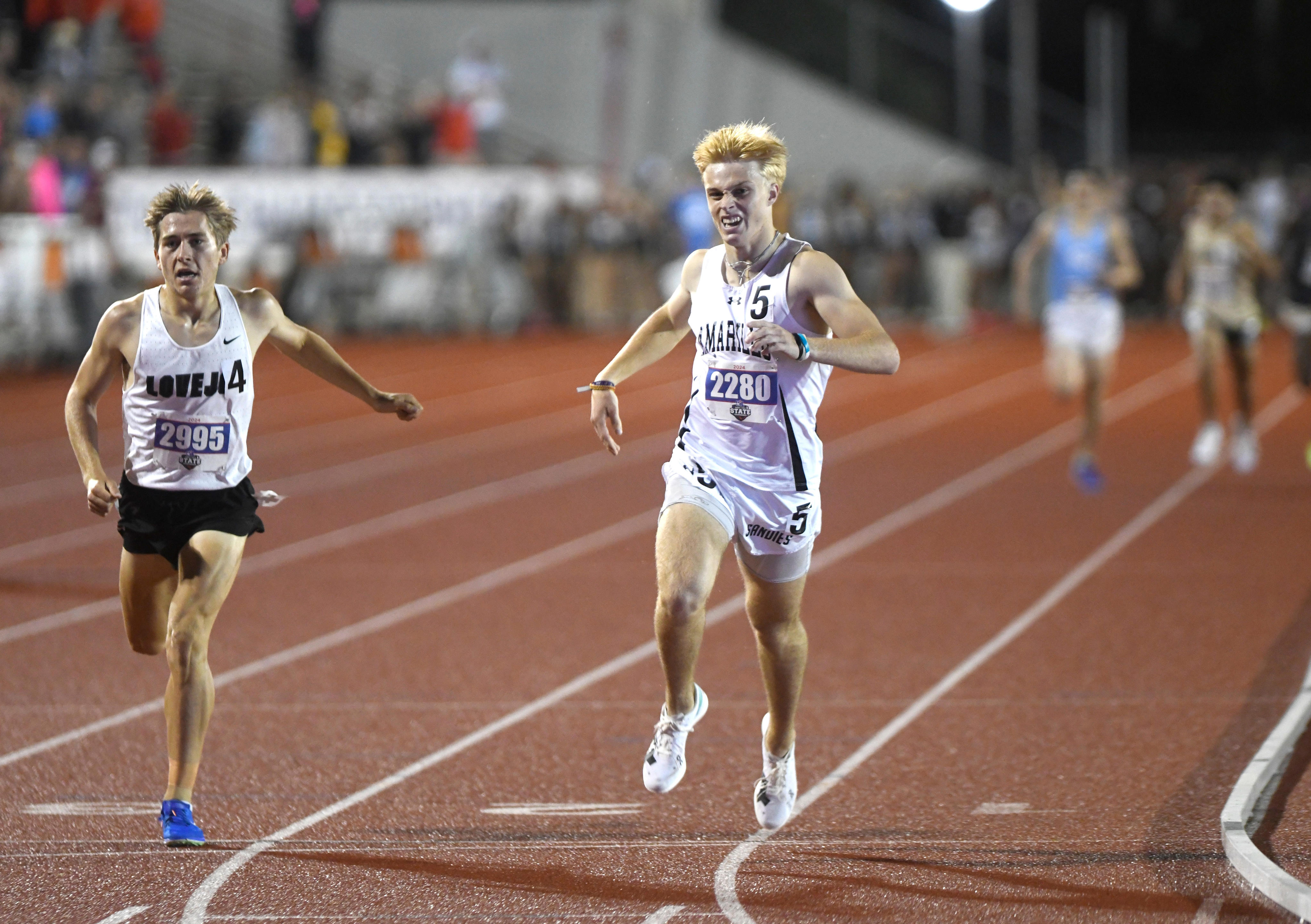 UIL State Track Amarillo High distance runner Adam Burlison caps