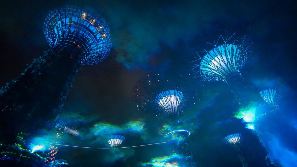 singapore's gardens by the bay launches an aurora borealis installation