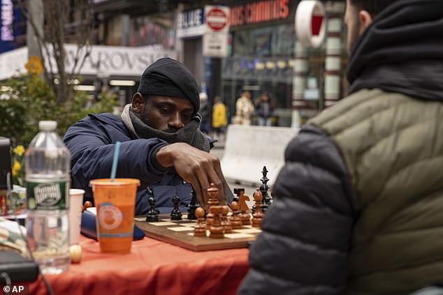 The chess whizz battled it out against American chess champion Shawn Martinez in New York's Time Square