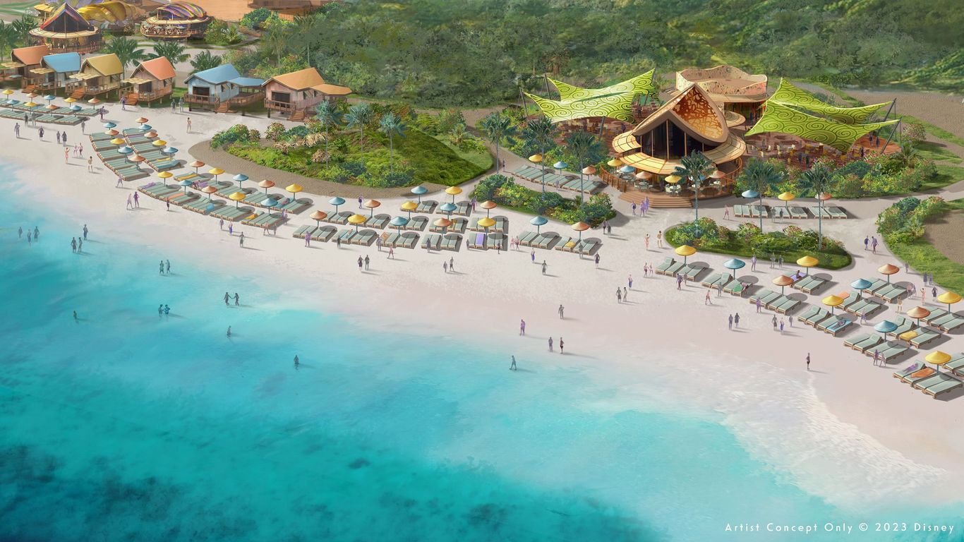 disney cruise line unveils new entertainment details, map image for private island lookout cay