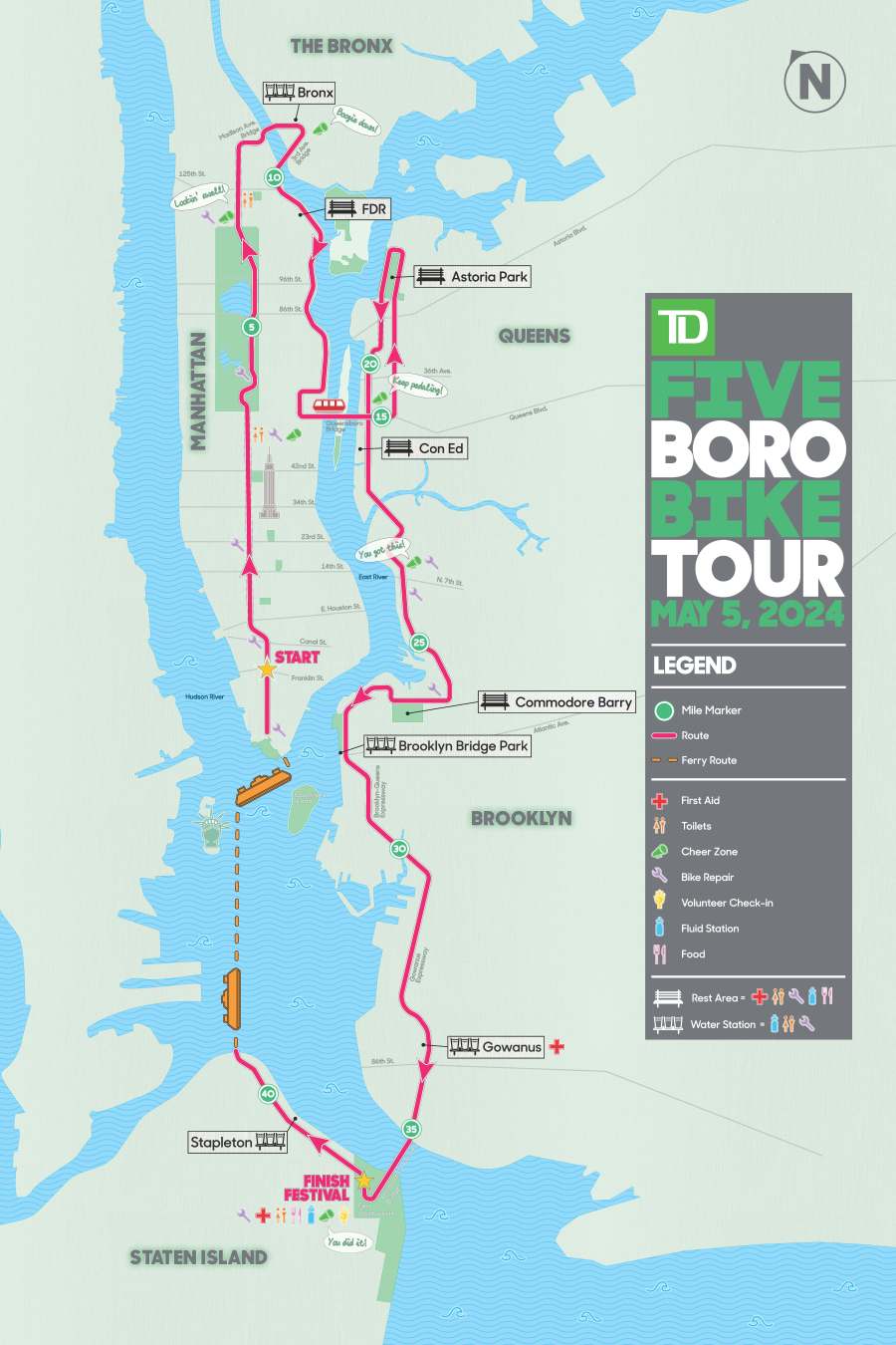 el five boro bike tour comenzará el domingo: ver mapa y cierres de carreteras