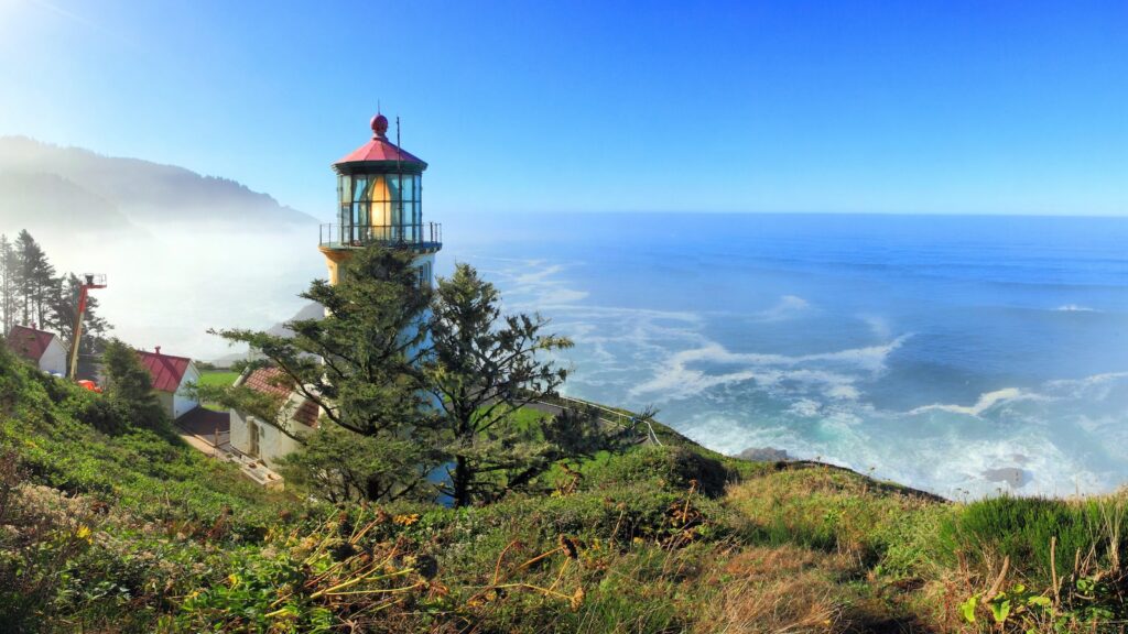 <p>One of the most picturesque and photographed lighthouses on the Oregon coast, the Heceta Head Lighthouse stands 53 feet tall and can be seen up to 21 miles offshore. Today, it is located within the Heceta Head State Scenic Viewpoint just north of Florence, Oregon.</p><p>This lighthouse is popular with visitors as it is also home to a bed and breakfast within the original lightkeeper’s quarters. Visitors to the B&B can enjoy nighttime walks down to the lighthouse and an artfully crafted 7-course breakfast featuring local ingredients.</p>