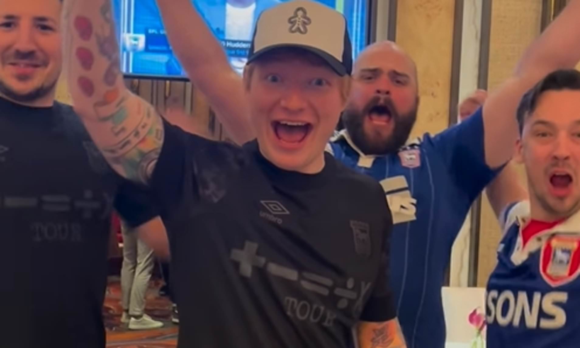 Ed Sheeran Celebrates Ipswich Town's Promotion In Miami