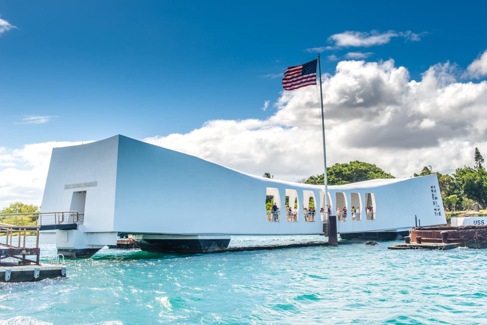 <p class="wp-caption-text">Image Credit: Shutterstock / Pung</p>  <p>This memorial honors the lives lost during the December 7, 1941, Japanese attack on Pearl Harbor, which precipitated the United States’ entry into World War II. The sunken USS Arizona remains a somber reminder of the sacrifices of war.</p>