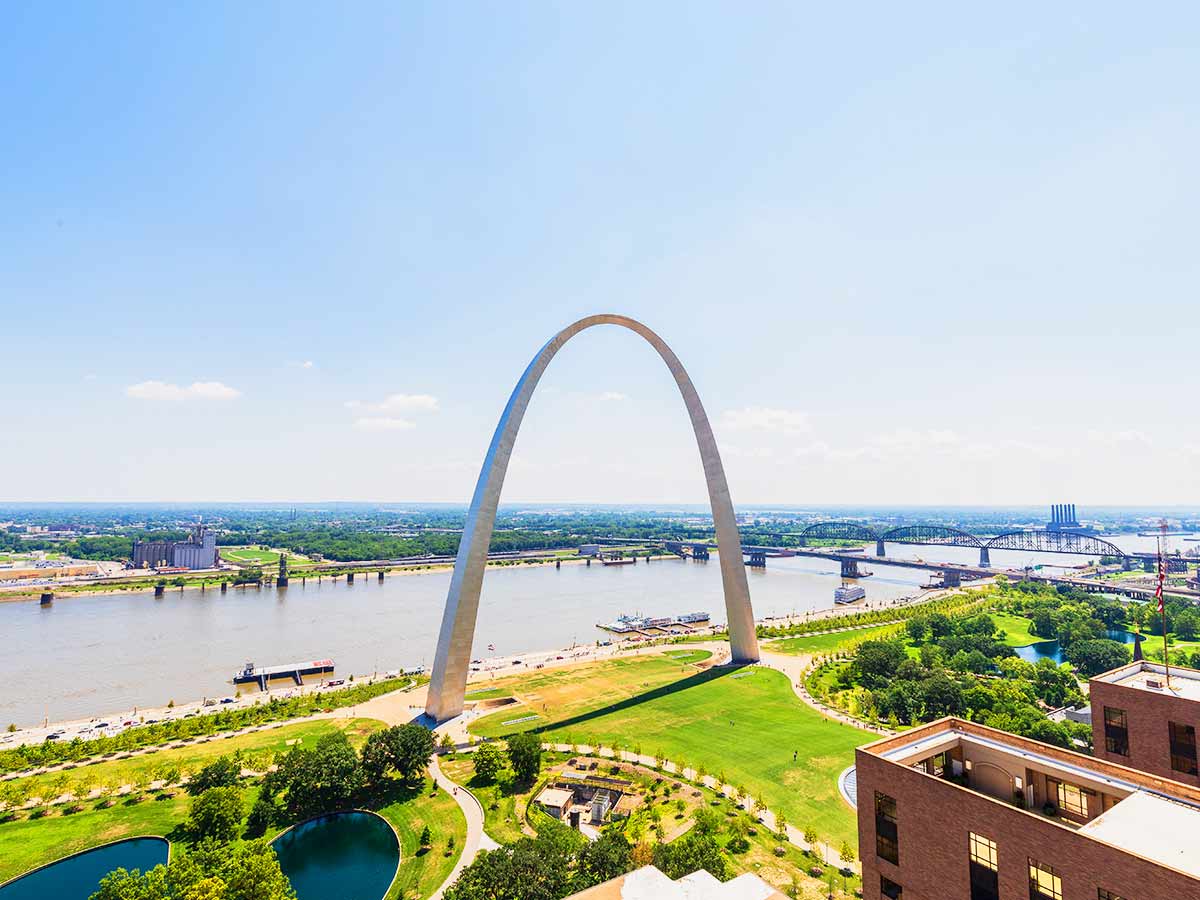 <p>Most cities find some way to commemorate their founding, but none have done it in such an extravagant way as St. Louis. The iconic Gateway Arch was constructed in the 1960s to commemorate the founding of the city on the banks of the Mississippi. The national park brings in millions of visitors each year. </p> <p>Are you brave enough to take the plunge to the top of the arch? Those seeking an adventurous ride should check out the tram elevators, while thrill seekers and those who can't stand enclosed spaces (or just enjoy sweat and staircase workouts) have emergency stairs at their disposal. </p> <p>The reward for reaching the peak is an impressive 30 mile long panoramic view on a good day. So why summon your bravado, get physical or check out the tram and take in that unforgettable experience.</p>