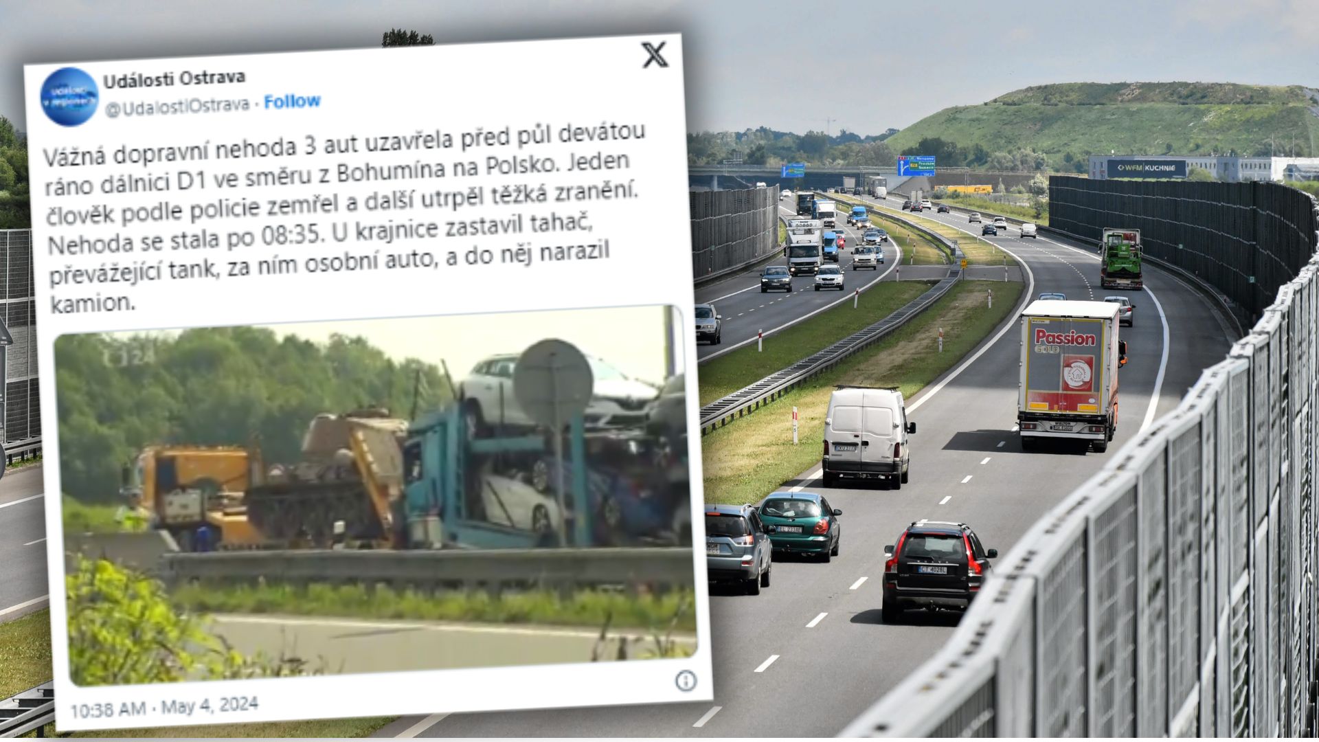 tragiczny wypadek z udziałem czołgu przy granicy polski. nie żyje jedna osoba. autostrada zablokowana [wideo]