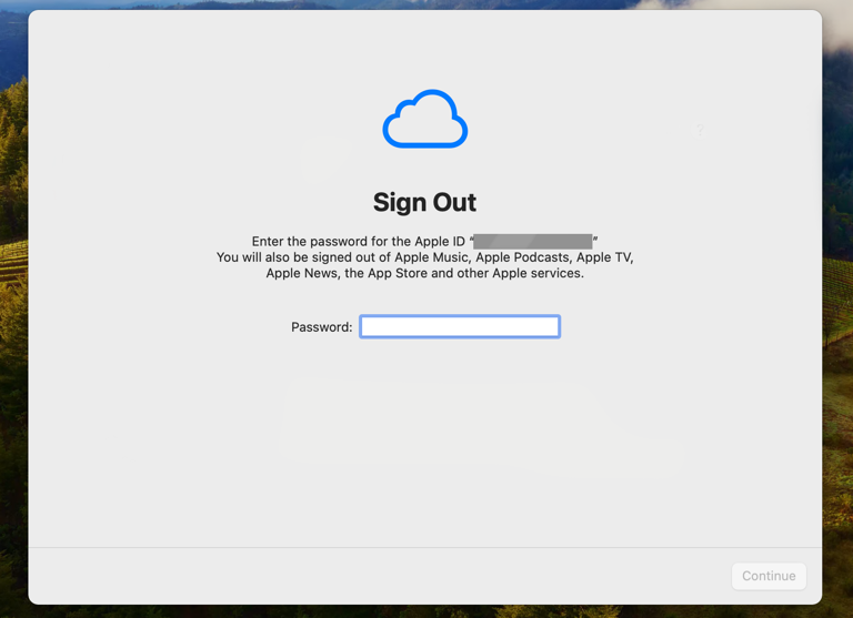 Sign out from your Apple ID.