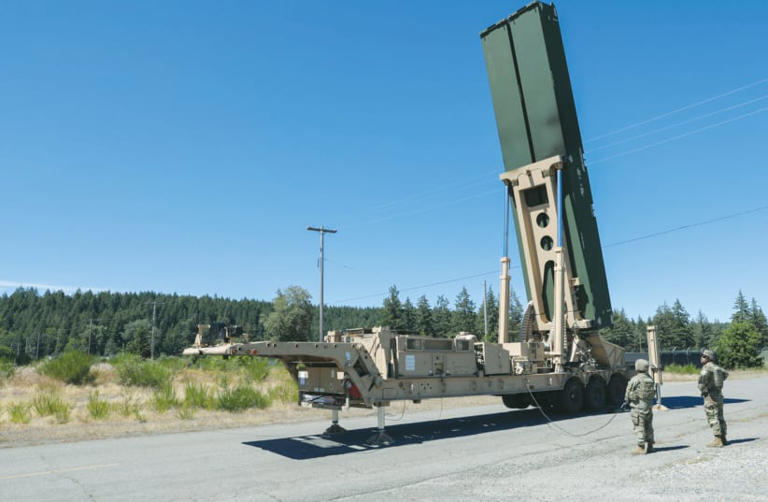  THE 1ST MULTI-DOMAIN Task Force prepares the Long Range Hypersonic Weapon Transporter Erector Launchers to fire during a Resolute Hunter 24-2 exercise.