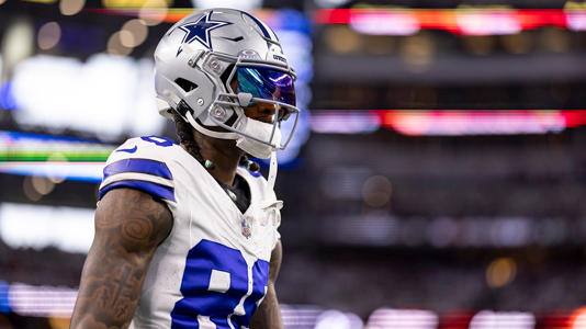 CeeDee Lamb #88 of the Dallas Cowboys looks on as he warms up prior to an NFL wild-card playoff football game between the Dallas Cowboys and the Green Bay Packers at AT&T Stadium on January 14, 2024, in Arlington, Texas. Getty Images