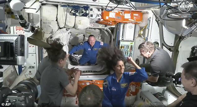 NASA partnered with Pentagon investigators to review Boeing's 'numerous administrative errors' on Starliner. Above NASA astronauts Butch Wilmore and Suni Williams are welcomed by the ISS crew upon their arrival using the Boeing Starliner spacecraft on Thursday, June 6, 2024