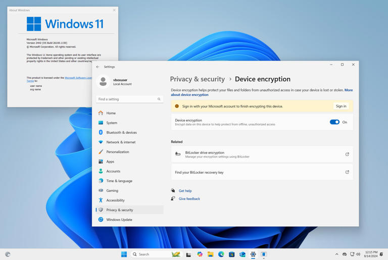 You’ll need a Microsoft account to enable device encryption.