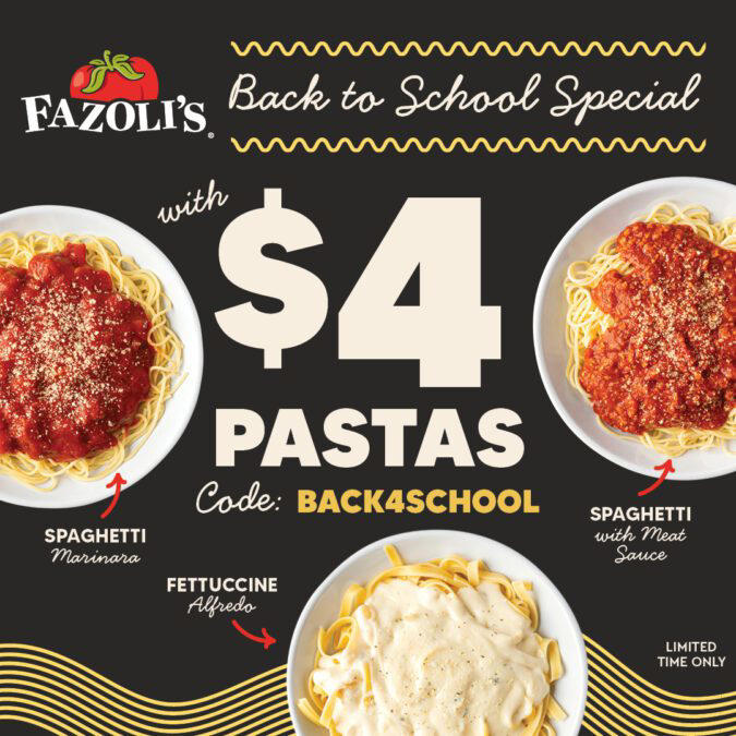 Fazoli's Unveils Big Pasta Deal Just in Time For Back To School Season