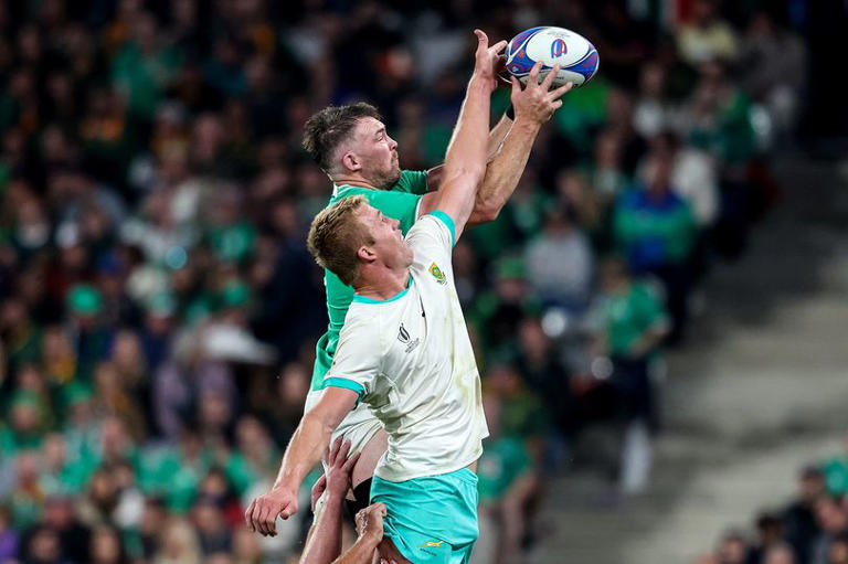 South Africa's Pieter-Steph du Toit and Ireland's Peter O'Mahony