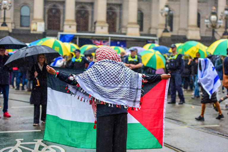 Pro-Palestinian supporters in Australia circulated information about members of a WhatsApp group chat made up of people sympathetic to Israel. SOPA Images/LightRocket via Getty Images