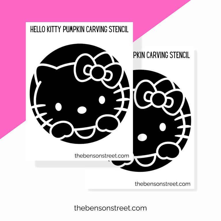 Easy Printable Hello Kitty Pumpkin Stencil for Easy Carving