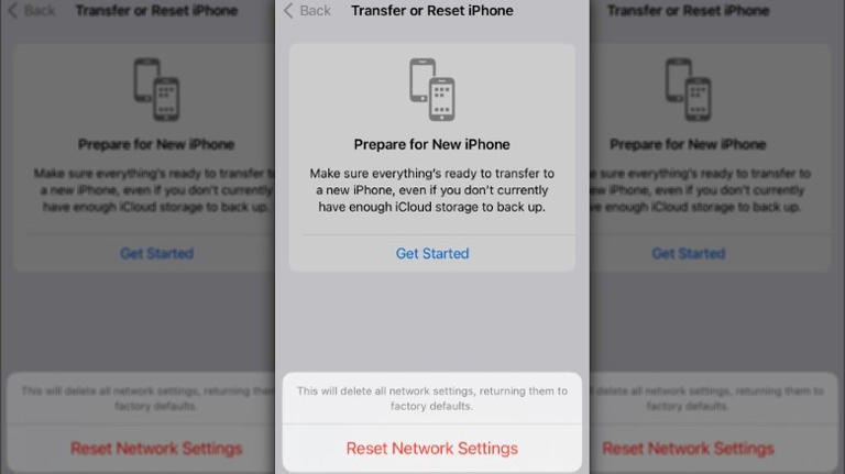 iPhone Reset Network Settings screenshot