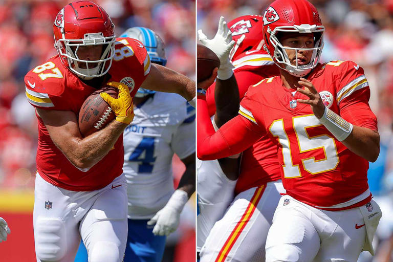 Getty(2) Travis Kelce and Patrick Mahomes in the Chiefs' game on Aug. 17, 2024