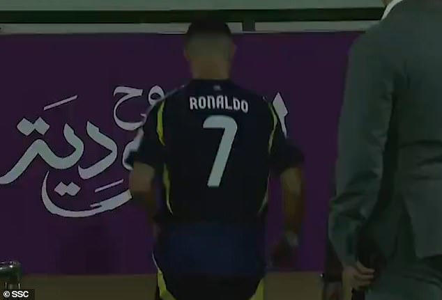 Furious Cristiano Ronaldo storms down the tunnel WITHOUT collecting his  silver medal after Al-Nassr's dismal 4-1 defeat in the Saudi Super Cup final...  and fumes at his team-mates for 'sleeping'