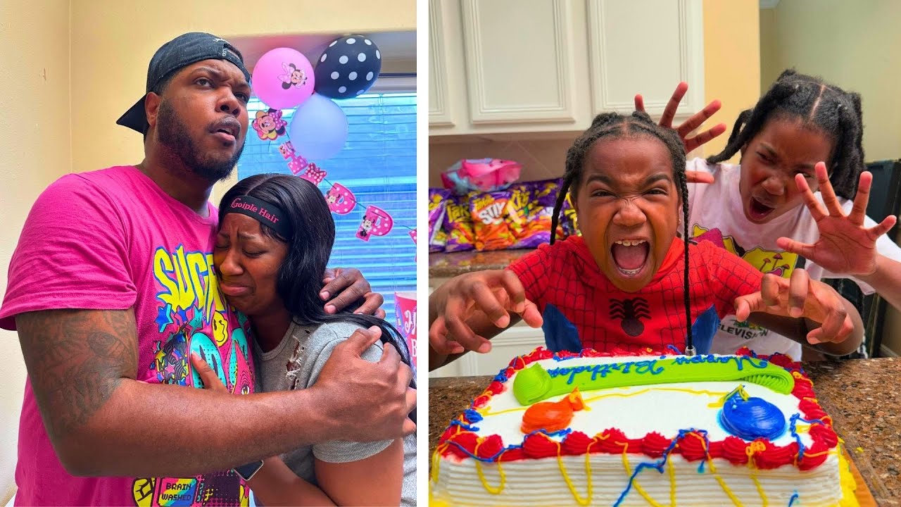 Little vampire sister ruins brother’s birthday in dark family skit