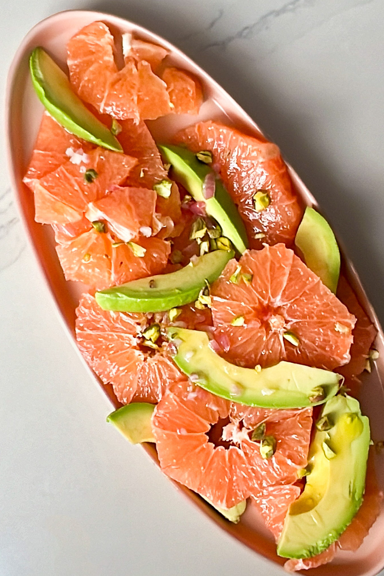 Avocado Grapefruit Salad with Pistachios and Shallot Vinaigrette