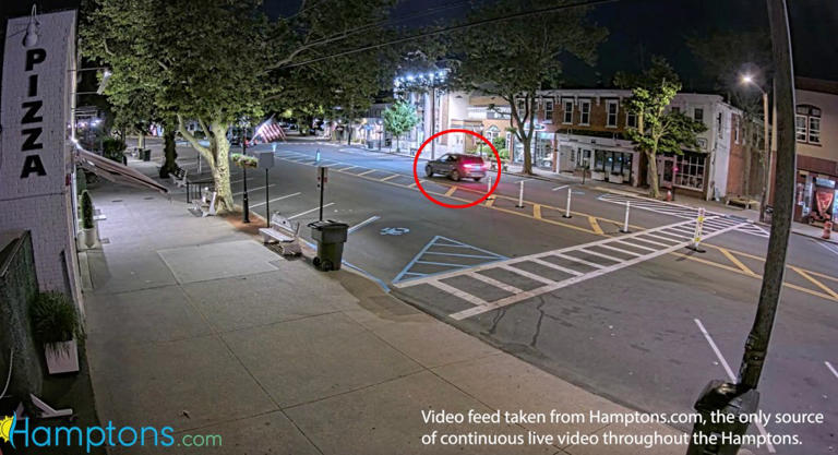 The singer’s BMW UT was captured on live cameras monitoring Main Street in the Hamptons town in the early hours of June 18. Hamptons.com/MEGA