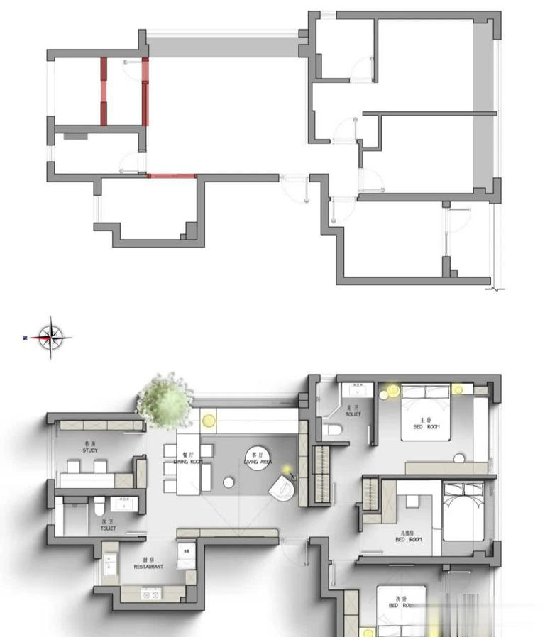 128平精装改现代简约舒适四室，更倾向于现代轻奢，实用舒适的家