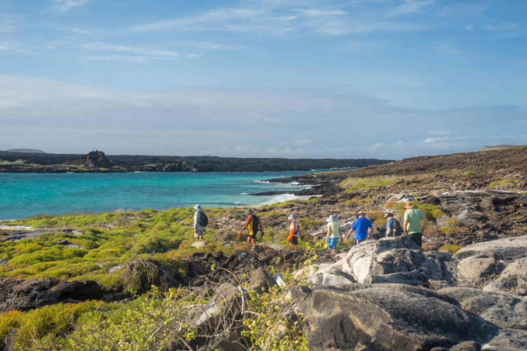 Courtesy of Intrepid Travel. Hiking on Bartolomé Island, one of the most photogenic in the Galápagos.