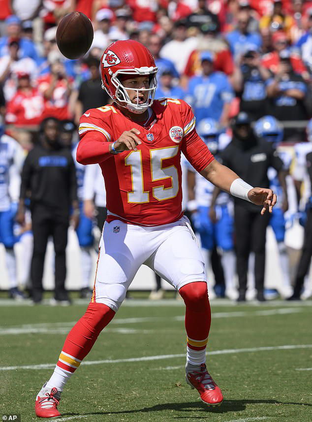 Patrick is shown throwing a pass on Saturday during a preseason game in Kansas City