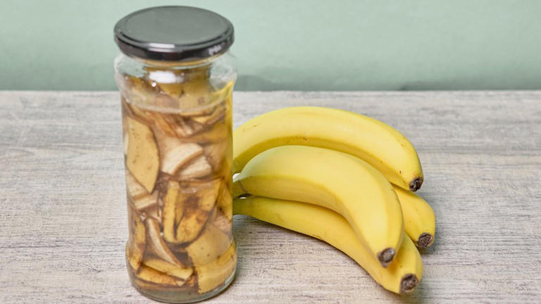 Banana peels in water