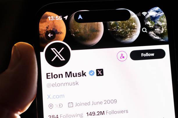 O perfil de Musk no X, antigo Twitter.