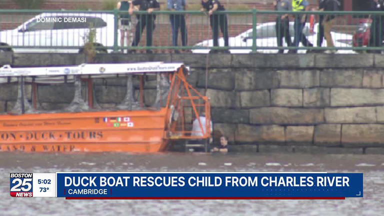 Duck boat rescues baby boy who fell into Charles River, dad who jumped in after him