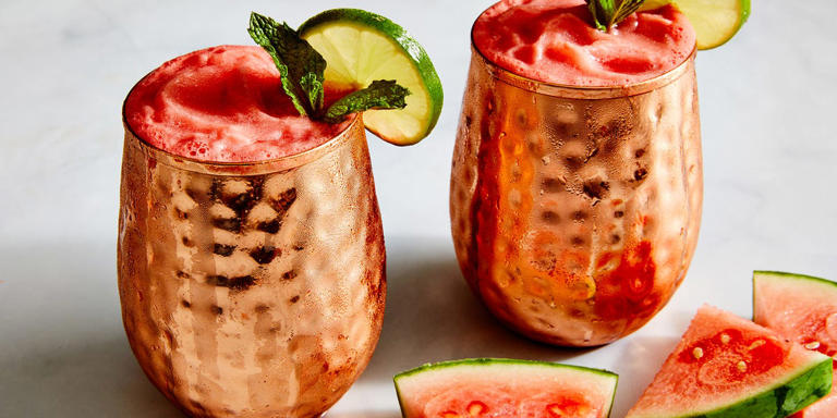 To make Moscow Mules extra summer-y, we added super seasonal, frozen watermelon—the result is a fruity slushy you won't be able to resist.