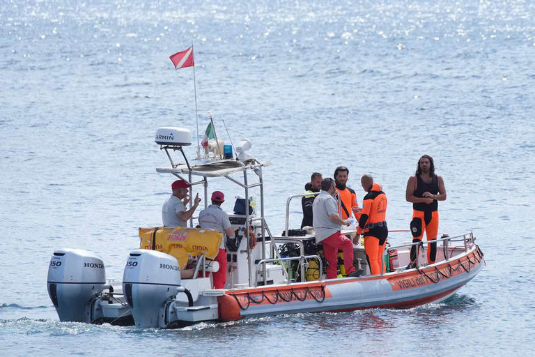 Jonathan Brady/PA Images via Getty Images Italian emergency services continue the search for the six missing yacht passengers off Sicily's coast