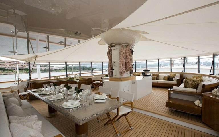 The superyacht boasted a luxurious dining area