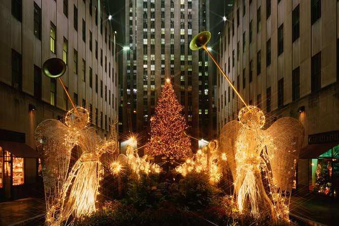 holiday decor with tree and angels