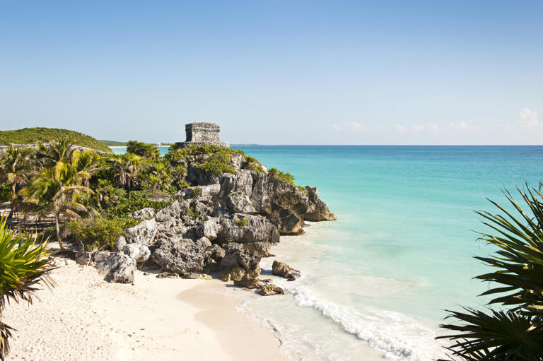 Ruínas de templo maio em Tulum, na Riviera Maya, no Caribe mexicano