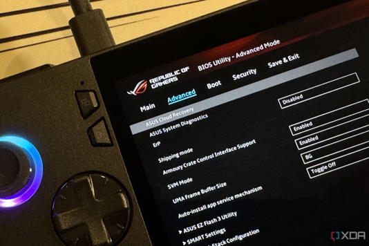 rog ally x bios with the cloud recovery option highlighted