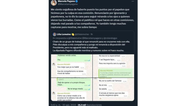 Pelea entre Lilia Lemoine y Marcela Pagano