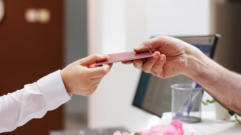 Passport check in desk