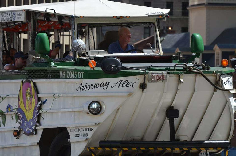 Duck boat giving a tour in 2019 in Boston.