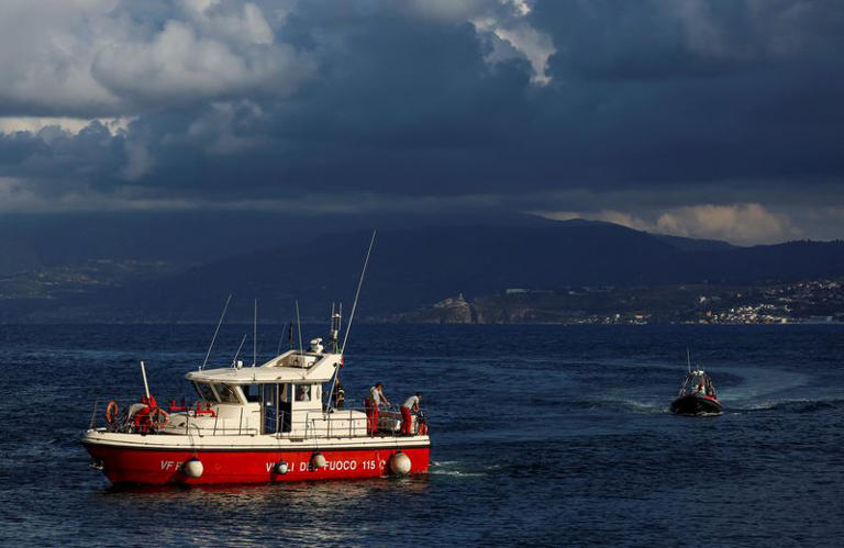 Near Porticello, where a luxury yacht sank off the coast of Sicily, August 21, 2024. REUTERS/Louiza Vradi