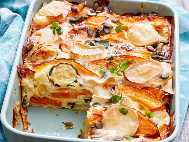 Kürbis-Ziegenkäse-Lasagne: Mit extra Käse!
