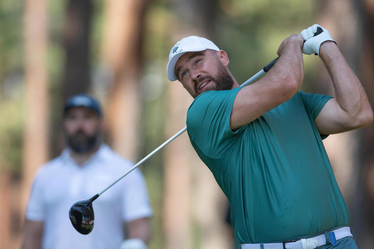 STATELINE, NEVADA - JULY 12: Travis Kelce during the ACC Celebrity Golf Championship presented by American Century Investments at Edgewood Tahoe Golf Course on July 12, 2024 in Stateline, Nevada. (Photo by David Calvert/Getty Images for American Century Investments) ORG XMIT: 776169894 ORIG FILE ID: 2161117884